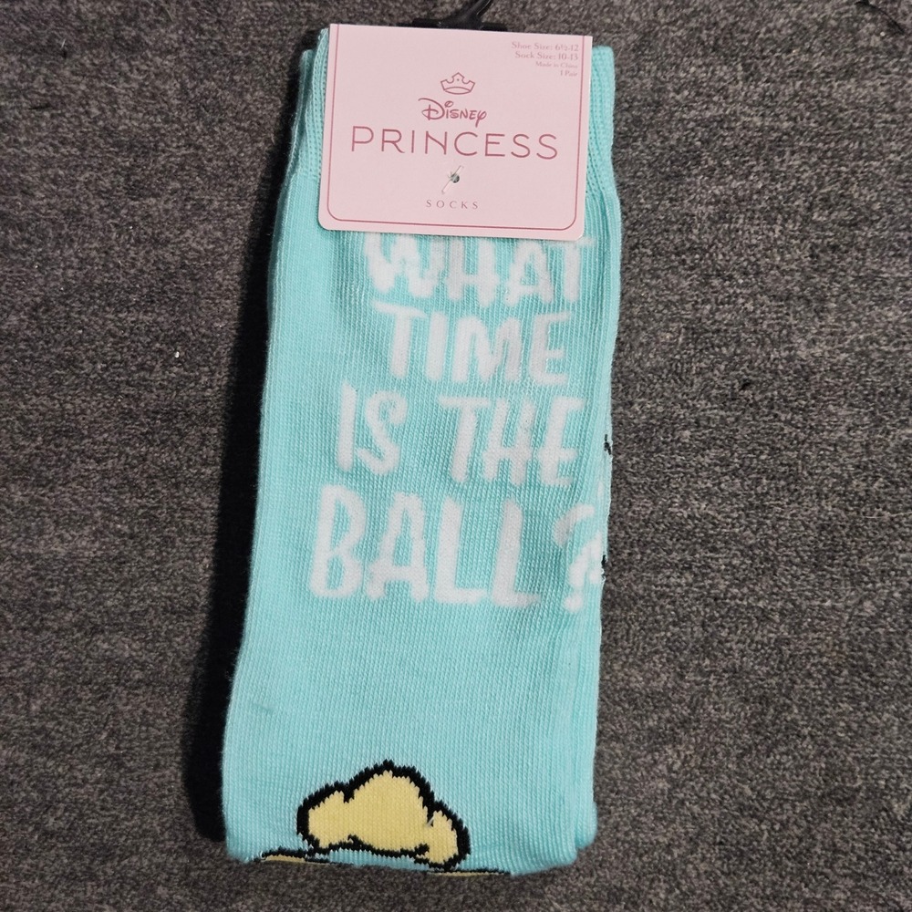 Disney Princess Cinderella Light Blue Crew Socks What Time Is The Ball New